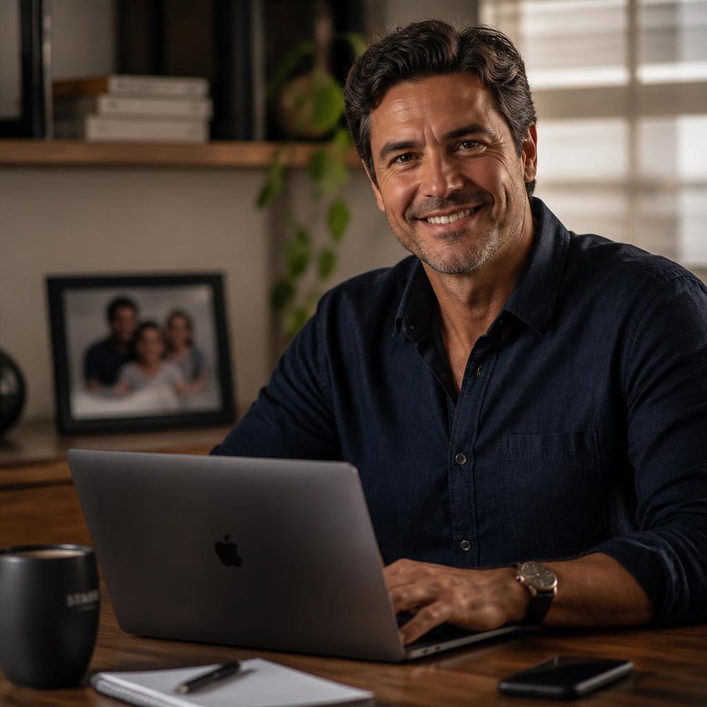 Homem trabalhando em casa com a PrimeCash
